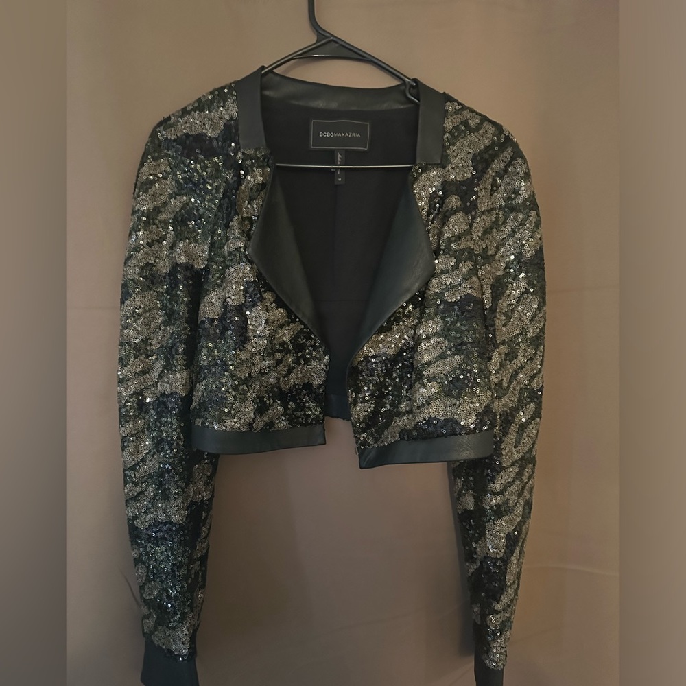 Bcbg Sequins Cropped Jacket - image 1